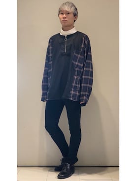 「ノーカラー」｜「アイテム（スウェット）」を使った、YUKIさん（メンズ・168cm）の冬コーディネート
