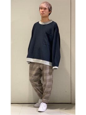 「ゆったりシルエット」｜「アイテム（スウェット）」を使った、YUKIさん（メンズ・168cm）の冬コーディネート