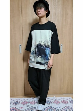 「CASPER JOHN（キャスパージョン）のCenter Pleats Ankle Wide Slacks/センタープリーツアンクルワイドスラックス(セットアップ対応)（その他パンツ）」を使った、YUKIさん（メンズ・168cm）の春コーディネート