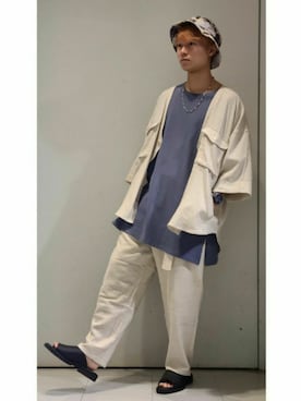 「シャツカーディガン」｜YUKIさん（メンズ・168cm）の夏コーディネート