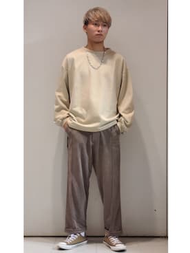 「CASPER JOHN（キャスパージョン）のCenter Pleats Ankle Wide Slacks/センタープリーツアンクルワイドスラックス(セットアップ対応)（その他パンツ）」を使った、YUKIさん（メンズ・168cm）の夏コーディネート