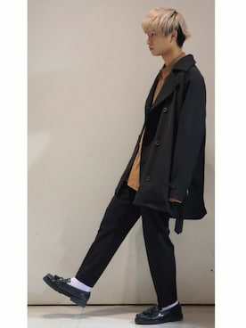 「CASPER JOHN（キャスパージョン）のアイテム（ピーコート）」を使った、YUKIさん（メンズ・168cm）の秋コーディネート