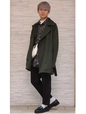 「CASPER JOHN（キャスパージョン）のアイテム（ピーコート）」を使った、YUKIさん（メンズ・168cm）の秋コーディネート
