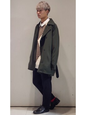 「CASPER JOHN（キャスパージョン）のアイテム（ピーコート）」を使った、YUKIさん（メンズ・168cm）の秋コーディネート