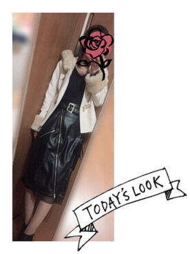 「レザースカート」｜「アイテム（ダッフルコート）」を使った、み～ちゃんさん（レディース・158cm）の冬コーディネート