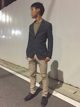 「H&M（エイチ・アンド・エム）のアイテム（スーツジャケット）」を使った、Kyaさん（メンズ・173cm）の秋コーディネート