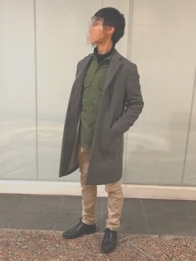「ミニタリー」｜「アイテム（チェスターコート）」を使った、Kyaさん（メンズ・173cm）の冬コーディネート
