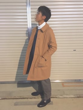 「グレンチェック」｜「アイテム（レインシューズ）」を使った、Kyaさん（メンズ・173cm）の冬コーディネート