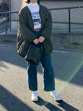 「UNIQLO（ユニクロ）のエクストラファインメリノリブタートルネックセーター（長袖）（ニット/セーター）」を使った、panaさん（レディース・167cm）の冬コーディネート