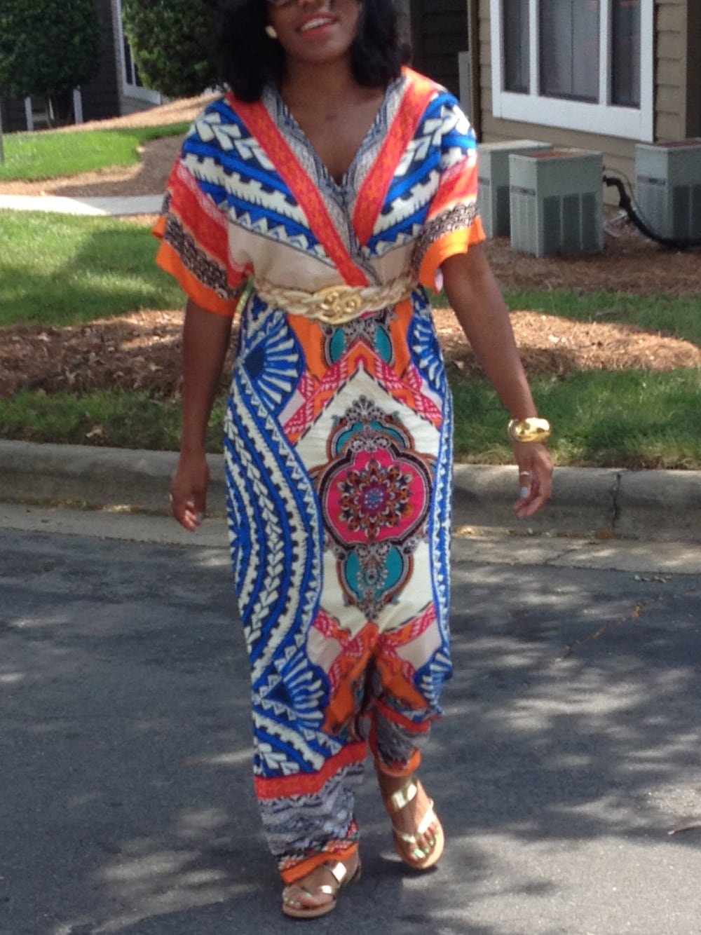 「maxidress、MultiPrint、gold」｜「FRANCESCAのアイテム（ワンピース、その他）」を使った、Shayさん（レディース・165cm）の冬コーディネートの1枚目の写真