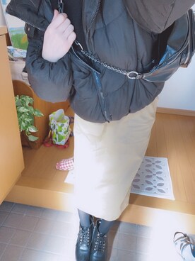 「fifth（フィフス）の中綿ショートダウンコート（ダウンジャケット/コート）」を使った、神奈さん（レディース・153cm）の冬コーディネート