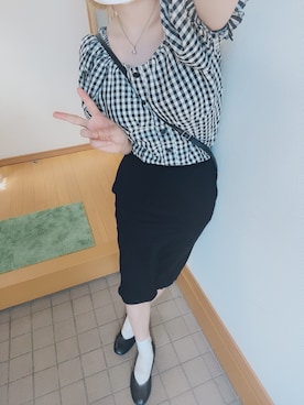「チェック柄に恋してる」｜「アイテム（バレエシューズ）」を使った、神奈さん（レディース・153cm）の夏コーディネート