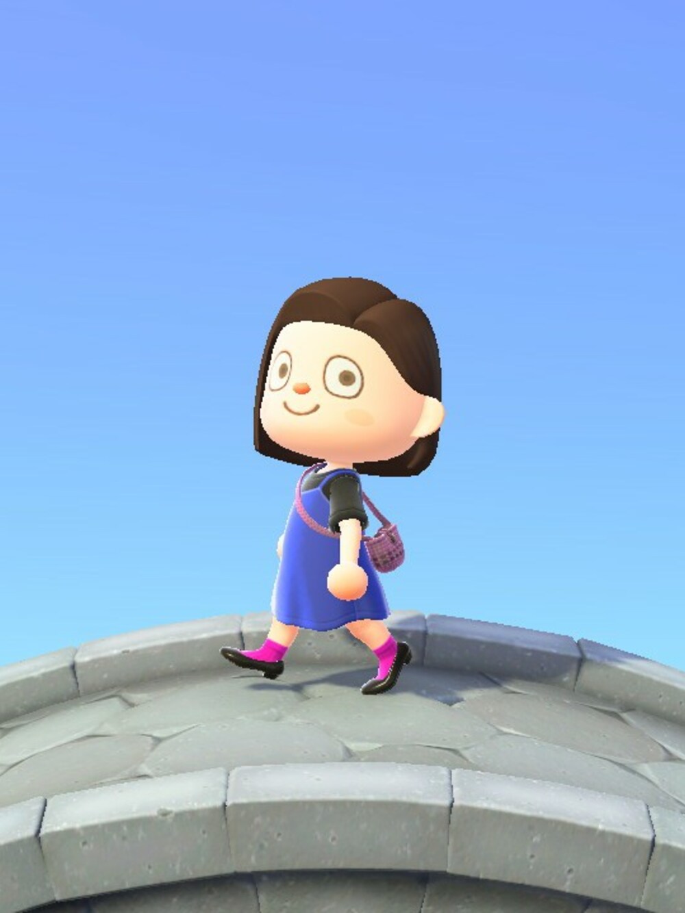 「春夏コーデ、キャミワンピ、どうぶつの森、あつまれどうぶつの森、AnimalCrossing」｜「レイヤーキャミワンピ（ワンピース、ブルー系）」を使った、stayanimalcrossingさん（レディース・157cm）の春コーディネートの1枚目の写真