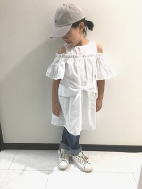 「Lee（リー）のアイテム（帽子）」を使った、NONさん（キッズ・120cm）の夏コーディネート