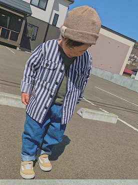 「ZERO standerd（ゼロスタンダード）のアイテム（トップス）」を使った、haruton111さん（キッズ・100cm）の春コーディネート