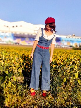 「AIR SPACE（エアースペース）のアイテム（オールインワン・サロペット）」を使った、 cinnamon  zoeさん（レディース・163cm）の秋コーディネート