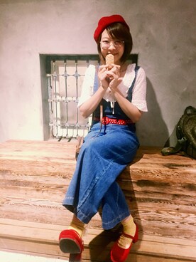 「AIR SPACE（エアースペース）のアイテム（オールインワン・サロペット）」を使った、 cinnamon  zoeさん（レディース・163cm）の秋コーディネート