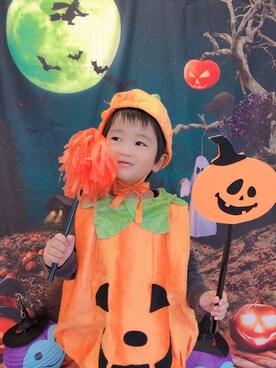 「カボチャコーデ🎃」｜W   Yさん（キッズ・100cm）の秋コーディネート