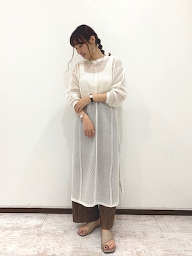 「ブラウンパンツ」｜「アイテム（ワンピース/ドレス）」を使った、ｙｕｉ．さん（レディース・157cm）の夏コーディネート