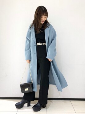 「カラーコート」｜「アイテム（ダウンジャケット/コート）」を使った、ｙｕｉ．さん（レディース・157cm）の冬コーディネート