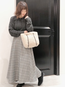 「チェックフレアスカート」｜miiiyuiさん（レディース・151cm）の秋コーディネート