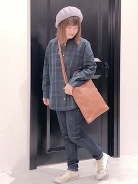 「Te chichi TERRASSE（テチチテラス）のアイテム（ハンチング/ベレー帽）」を使った、miiiyuiさん（レディース・151cm）の秋コーディネート