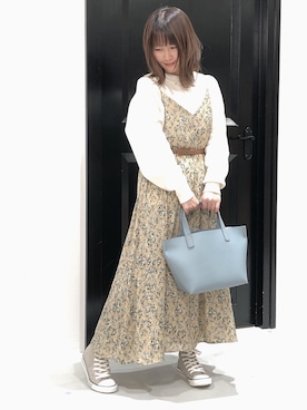 「サテンキャミワンピ」｜miiiyuiさん（レディース・151cm）の冬コーディネート