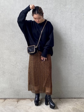 「ESPERANZA（エスペランサ）のアイテム（ブーツ）」を使った、MOMOさん（レディース・157cm）の秋コーディネート