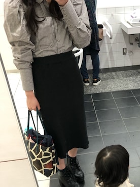 「GRL（グレイル）のリブニットロングスカート（スカート）」を使った、asukaさん（レディース・160cm）の冬コーディネート