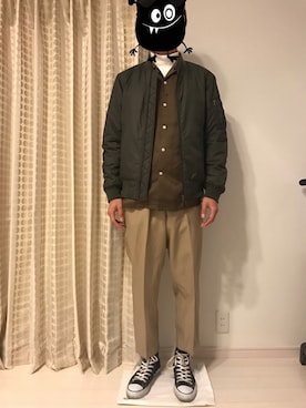 「417 EDIFICE（フォーワンセブンエディフィス）のアイテム（MA-1）」を使った、ぱんでぃーさん（メンズ・174cm）の春コーディネート
