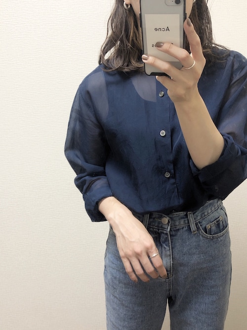 AURALEE バンドカラーシアーシルクブラウス KOBE LETTUCE シャツ ブラウス シアーシャツ 田中亜希子さん