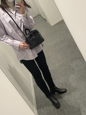 「PIENI（ピエニ）のPIENI（ピエニ）MINI BOSTON/ミニボストン（ショルダーバッグ、ブラック系）」を使った、anriさん（レディース・160cm）の春コーディネート