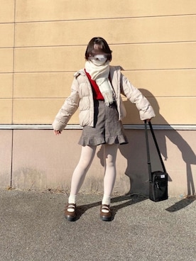 「タイツ×靴下」｜「アイテム（ジャケット/アウター）」を使った、ふさん（レディース・156cm）の冬コーディネート
