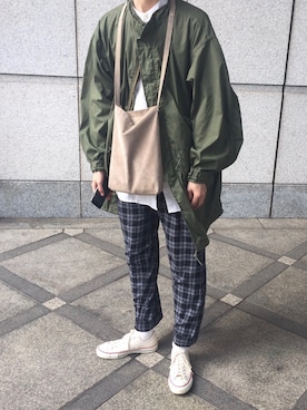 「いいね返し」｜「アイテム（モッズコート）」を使った、ytさん（メンズ・181cm）の春コーディネート