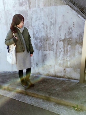 「ダニエルウェリントン」｜「アイテム（MA-1）」を使った、アサミ☆さん（レディース・158cm）の冬コーディネート