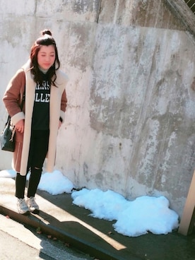 「Another Edition（アナザーエディション）のアイテム（ムートンコート）」を使った、アサミ☆さん（レディース・158cm）の冬コーディネート
