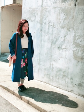 「ワッフルクルーネックＴ」｜「アイテム（レギンス/スパッツ）」を使った、アサミ☆さん（レディース・158cm）の春コーディネート