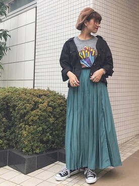 「ピクニック」｜「アイテム（その他アウター）」を使った、MEGUさん（レディース・157cm）の春コーディネート