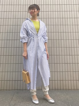 「archives（アルシーヴ）のアイテム（シャツワンピース）」を使った、MEGUさん（レディース・157cm）の春コーディネート