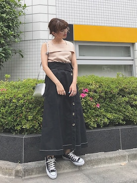 「H&M（エイチ・アンド・エム）のアイテム（ショルダーバッグ）」を使った、MEGUさん（レディース・157cm）の夏コーディネート