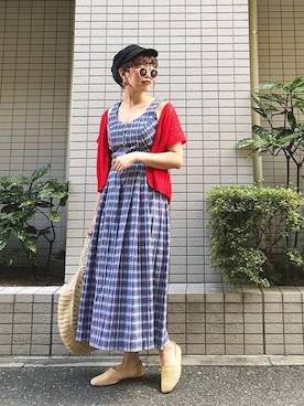 「archives（アルシーヴ）のアイテム（帽子）」を使った、MEGUさん（レディース・157cm）の夏コーディネート