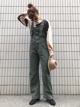 「archives（アルシーヴ）のアイテム（オールインワン・サロペット）」を使った、MEGUさん（レディース・157cm）の秋コーディネート