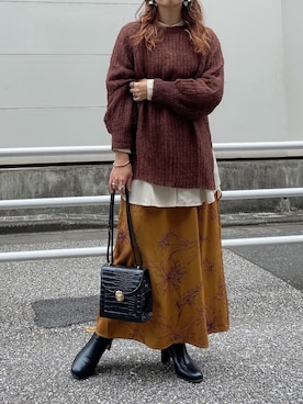 「archives（アルシーヴ）のアイテム（ブーツ）」を使った、MEGUさん（レディース・157cm）の秋コーディネート