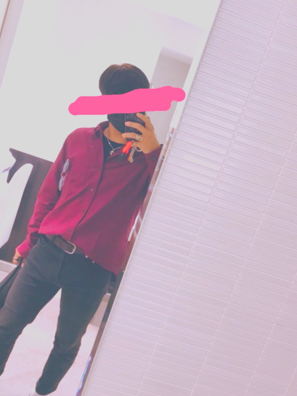 「韓国ファッション、BTS、ジミン、秋服準備はじめました」｜「GUのアイテム（シャツ/ブラウス、レッド系）」を使った、#_쇼야さん（メンズ・170cm）の秋コーディネートの1枚目の写真
