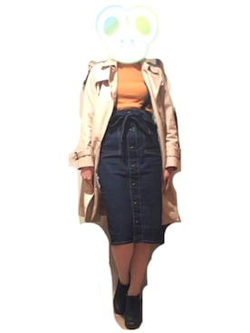 「網タイツ」｜「アイテム（トレンチコート）」を使った、りなたんさん（レディース・165cm）の春コーディネート