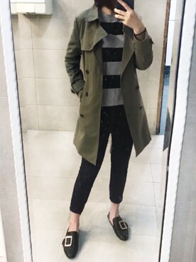 「MIXXO（ミッソ）のアイテム（トレンチコート）」を使った、yunさん（レディース・162cm）の秋コーディネート