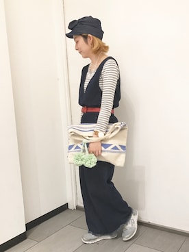 「カオリノモリ」｜「アイテム（サロペット/オーバーオール）」を使った、おーちゃかさん（レディース・153cm）の夏コーディネート