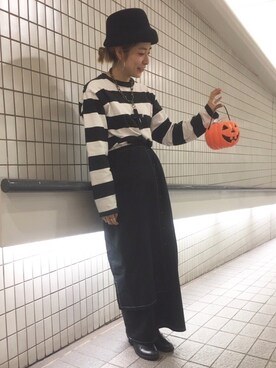 「カオリノモリSTAFF」｜「アイテム（Tシャツ/カットソー）」を使った、おーちゃかさん（レディース・153cm）の秋コーディネート