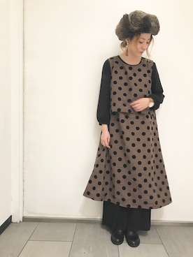 「カオリノモリSTAFF」｜「アイテム（ワンピース）」を使った、おーちゃかさん（レディース・153cm）の秋コーディネート