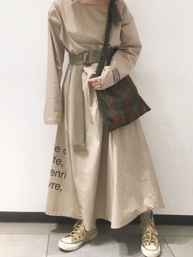 「大ぶりアクセサリー」｜おーちゃかさん（レディース・153cm）の春コーディネート
